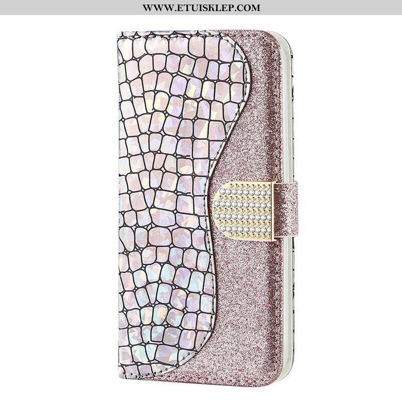 Etui Folio do Samsung Galaxy S21 FE Krokodyle Diamenty